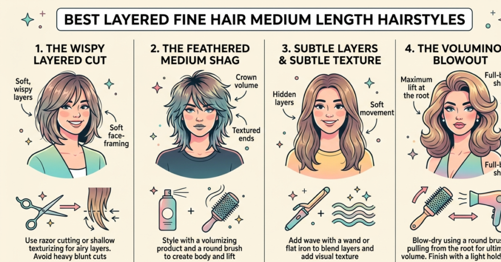 Best Layered Fine Hair Medium Length Hairstyles