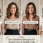 Best Medium Hairstyles for Round Face & Double Chin