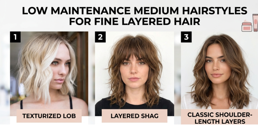 Low Maintenance Medium Hairstyles for Fine Layered Hair
